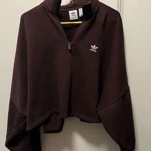 Adidas Chocolate Brown Half-Zip Fleece sweatshirt